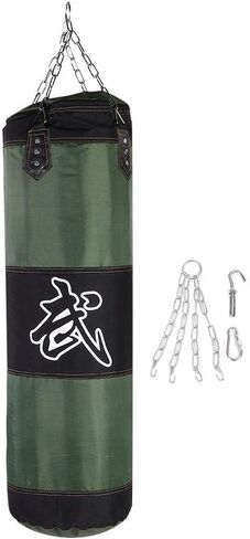 حقيبة ملاكمة لتدريب الملاكمة، مجموعة أكياس ملاكمة من القماش مع كيس رمل/سلسلة معدنية/خطاف/حلقة تسلق، مثالية لتطوير تقنيات اليد والقدم (أخضر 1 متر) in Kuwait