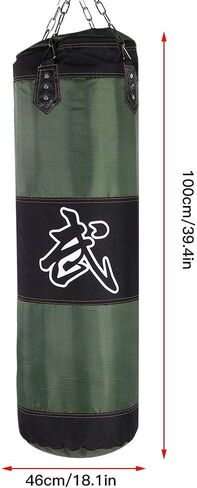 حقيبة ملاكمة لتدريب الملاكمة، مجموعة أكياس ملاكمة من القماش مع كيس رمل/سلسلة معدنية/خطاف/حلقة تسلق، مثالية لتطوير تقنيات اليد والقدم (أخضر 1 متر) in Kuwait