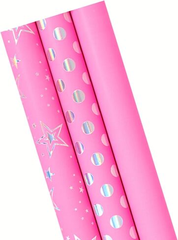 CC wonderland zone Gold Wrapping Paper Roll,Birthday Wrapping Paper,Gift Wrapping Paper,2 Rolls,(17 inches x 196 inches x 2 roll) in Saudi Arabia