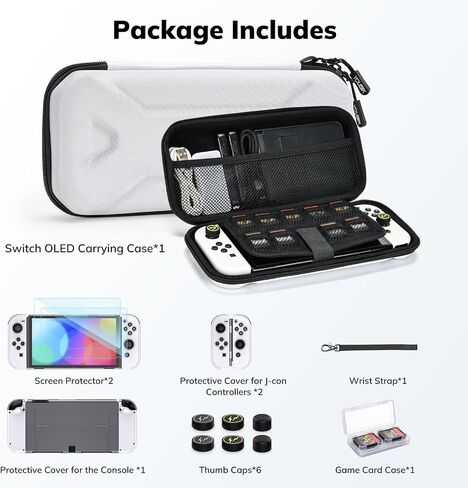 Younik Switch OLED Case for Switch OLED Model 2021, Portable Switch OLED Travel Case, 14 in 1 Accessories Kit with Switch OLED Carrying Case, Screen Protector, Cover and Game Case (Button Pattern) in Saudi Arabia