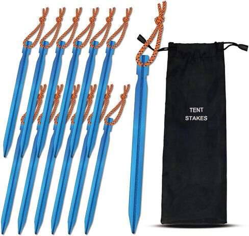 15Pack Tent Stakes, Lightweight Tent Stakes Heavy Duty, Metal Stakes with Pull Rope, 7075 Aluminum Tent Pegs for Backpacking, Durable Camping Tent Accessories, Red in Saudi Arabia