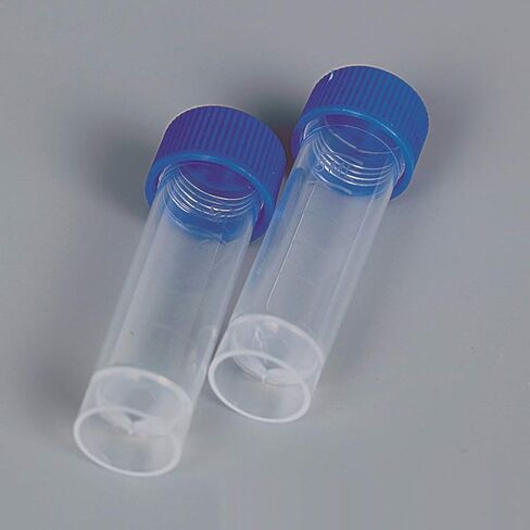 50 Pieces 5ml Clear Plastic Graduated Vial Tube with Blue Screw Caps Cold Storage Plastic Storage Container Test Tubes Plastic Centrifuge Tubes Conical Bottom Standing Plastic Vial in Saudi Arabia