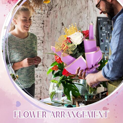 Kigeli 148 Pcs Flower Bouquet Accessories Include 20 Sheets Flower Wrapping Paper 4 Crowns 24 3D Butterfly Wall Decor 100 Bouquet Pins Gifts for Graduation Grad Mother's Day Birthday DIY(Black) in Saudi Arabia
