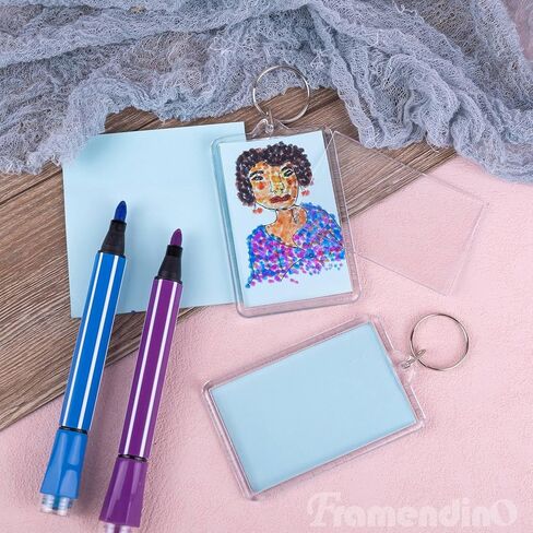 Framendino, 50 Pack Acrylic Photo Frame Keychain Holder Photo Insert Blank Keyring for DIY Craft 2 x 3 Inch in Saudi Arabia