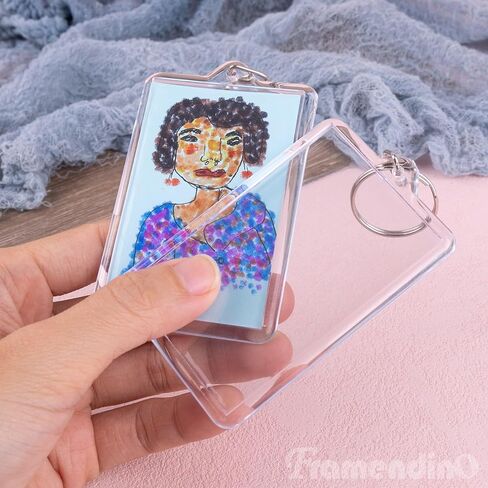 Framendino, 50 Pack Acrylic Photo Frame Keychain Holder Photo Insert Blank Keyring for DIY Craft 2 x 3 Inch in Saudi Arabia