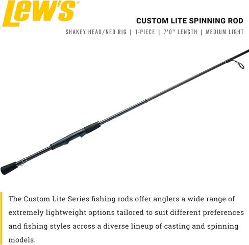 Lew’s Custom Lite Spinning Fishing Rod, HM85 Graphite Rod, Stainless Steel Guides with Titanium Oxide Inserts, Split-Grip Handle, Black in Kuwait