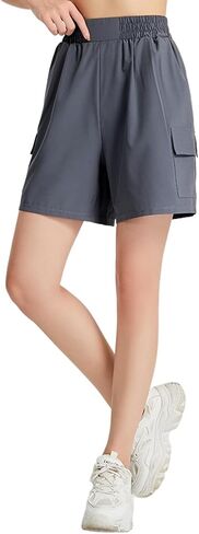 Women's Lightweight Cargo Shorts Green Waterproof Quick Dry Cargo Shorts for Summer Outdoor with Pockets in Saudi Arabia