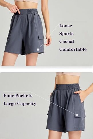 Women's Lightweight Cargo Shorts Green Waterproof Quick Dry Cargo Shorts for Summer Outdoor with Pockets in Saudi Arabia