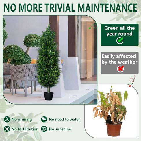 2 Pack Faux Cedar Topiary Trees 5FT Tall Outdoor – Potted Artificial Evergreen Pine Plants Bushes for Indoor Decor, UV-Resistant Shrubs for Front Porch, Entryway, Office Space Housewarming Gift in Saudi Arabia