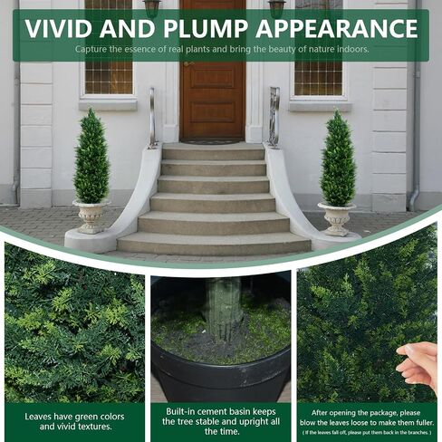2 Pack Faux Cedar Topiary Trees 5FT Tall Outdoor – Potted Artificial Evergreen Pine Plants Bushes for Indoor Decor, UV-Resistant Shrubs for Front Porch, Entryway, Office Space Housewarming Gift in Saudi Arabia