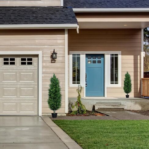 2 Pack Faux Cedar Topiary Trees 5FT Tall Outdoor – Potted Artificial Evergreen Pine Plants Bushes for Indoor Decor, UV-Resistant Shrubs for Front Porch, Entryway, Office Space Housewarming Gift in Saudi Arabia