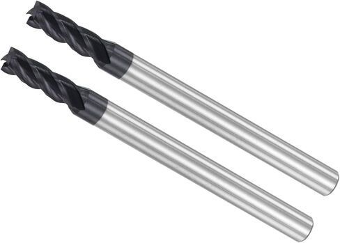 Square Nose End Mills, 3.5mm x 10mm Cutting 4mm Shank, AlTiN Coated P05 Carbide 4 Flutes CNC Router Bits - (Applications: for Milling Stainless Steel Hardened Steel), 2-Pieces in Saudi Arabia