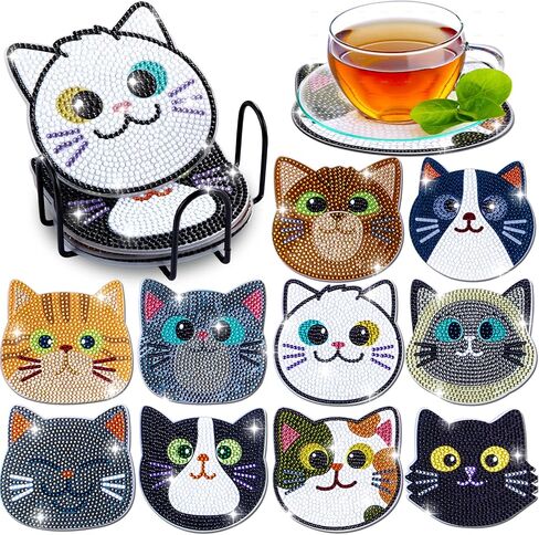 Insnug 12PCs Diamond Painting Coasters Set - Dog Theme Diamond Art Coasters Painting Kits for Kids and Adult Diamond Dots, Arts and Crafts DIY Kits for Adults and Kids Gift for Kids, Adults in Saudi Arabia