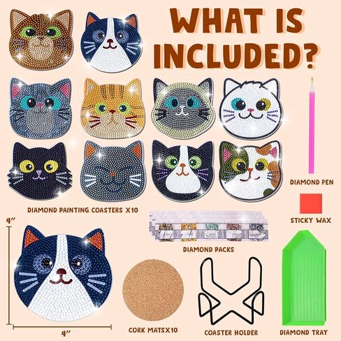 Insnug 12PCs Diamond Painting Coasters Set - Dog Theme Diamond Art Coasters Painting Kits for Kids and Adult Diamond Dots, Arts and Crafts DIY Kits for Adults and Kids Gift for Kids, Adults in Saudi Arabia