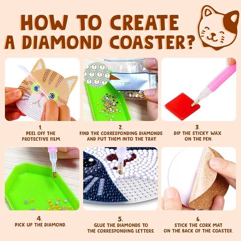Insnug 12PCs Diamond Painting Coasters Set - Dog Theme Diamond Art Coasters Painting Kits for Kids and Adult Diamond Dots, Arts and Crafts DIY Kits for Adults and Kids Gift for Kids, Adults in Saudi Arabia