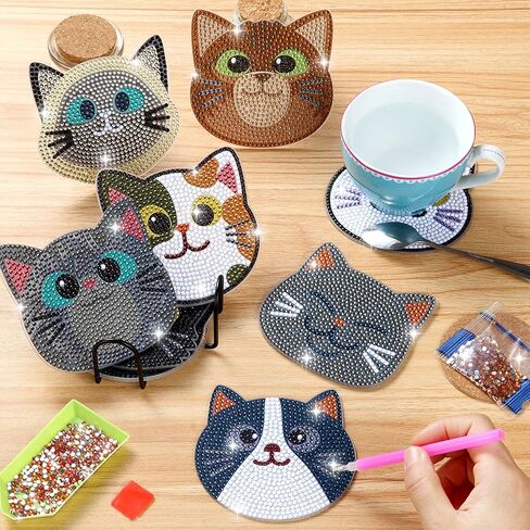 Insnug 12PCs Diamond Painting Coasters Set - Dog Theme Diamond Art Coasters Painting Kits for Kids and Adult Diamond Dots, Arts and Crafts DIY Kits for Adults and Kids Gift for Kids, Adults in Saudi Arabia