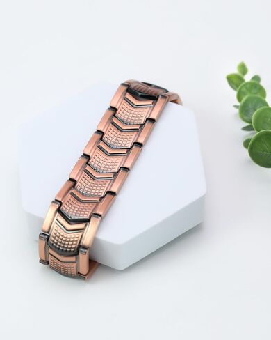 Jecanori Copper Bracelet for Men, 3X Strength Magnetic Bracelets for Men - Premium Fold-Over Clasp in Kuwait