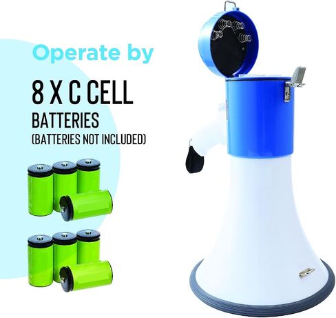 Bullhorn Megaphone with Siren & Volume Control/Recorder - Waterproof 20W Reliable and Consistent Performance, 200-sec Voice Recording with Maximum Range 1093Yards in Saudi Arabia