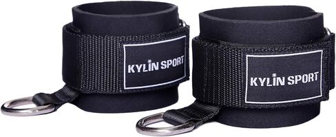 حزام كاحل مبطن للياقة البدنية من KYLIN SPORT لآلات كابلات عصابات المقاومة مع حقيبة حمل، أشرطة كاحل فاخرة للياقة البدنية لتمارين رفع الأثقال مع أساور للكاحل (زوج واحد) in Kuwait