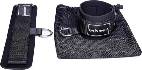 حزام كاحل مبطن للياقة البدنية من KYLIN SPORT لآلات كابلات عصابات المقاومة مع حقيبة حمل، أشرطة كاحل فاخرة للياقة البدنية لتمارين رفع الأثقال مع أساور للكاحل (زوج واحد) in Kuwait