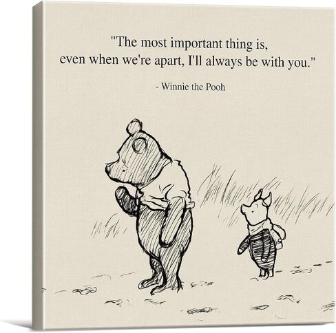 Classic Winnie the Pooh Quote Wall Art Decor Retro We Can Be Together All the Time Sayings Canvas Painting Pictures Framed Print Sign Artwork Ready to Hang (8x8 Inches) in Kuwait