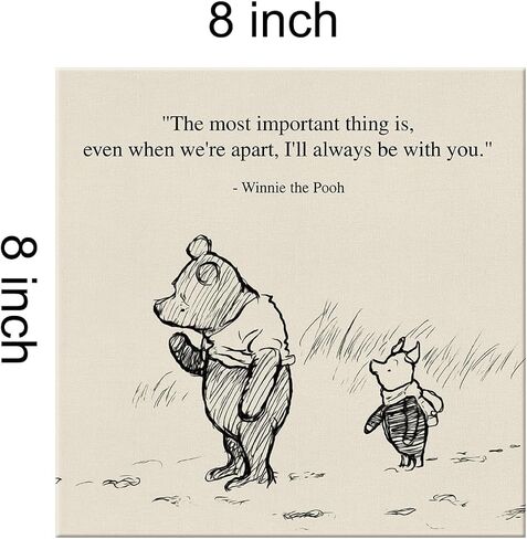 Classic Winnie the Pooh Quote Wall Art Decor Retro We Can Be Together All the Time Sayings Canvas Painting Pictures Framed Print Sign Artwork Ready to Hang (8x8 Inches) in Kuwait