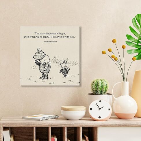 Classic Winnie the Pooh Quote Wall Art Decor Retro We Can Be Together All the Time Sayings Canvas Painting Pictures Framed Print Sign Artwork Ready to Hang (8x8 Inches) in Kuwait