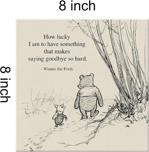 Classic Winnie the Pooh Quote Wall Art Decor Retro We Can Be Together All the Time Sayings Canvas Painting Pictures Framed Print Sign Artwork Ready to Hang (8x8 Inches) in Kuwait