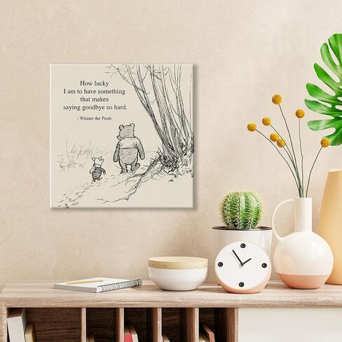Classic Winnie the Pooh Quote Wall Art Decor Retro We Can Be Together All the Time Sayings Canvas Painting Pictures Framed Print Sign Artwork Ready to Hang (8x8 Inches) in Kuwait