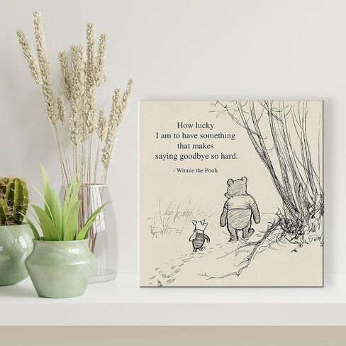 Classic Winnie the Pooh Quote Wall Art Decor Retro We Can Be Together All the Time Sayings Canvas Painting Pictures Framed Print Sign Artwork Ready to Hang (8x8 Inches) in Kuwait