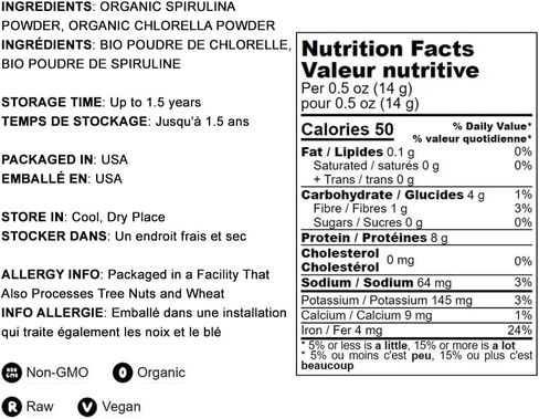 Food to Live Organic Algae Powder Mix, 2 Pounds – Spirulina and Chlorella 50/50 Blend, Non-GMO, Rich in Chlorophyll, Raw, Pure, Vegan Superfood, Bulk, Great for Smoothies, Good Source of Protein in Saudi Arabia