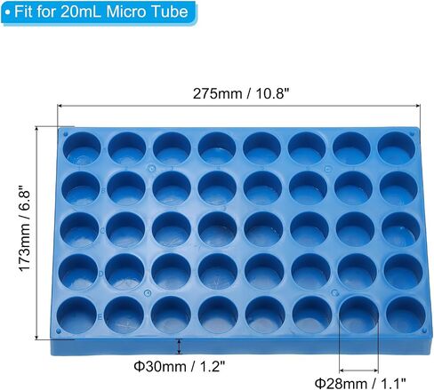 PATIKIL Vial Rack for 20ml Autosampler Vials, 2 Pack Vial Tray Holder 40-Well Stackable Test Tube Rack Vial Holder for Microcentrifuge Tubes, Blue in Saudi Arabia