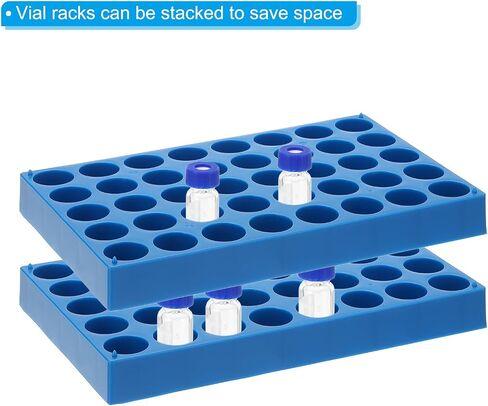 PATIKIL Vial Rack for 20ml Autosampler Vials, 2 Pack Vial Tray Holder 40-Well Stackable Test Tube Rack Vial Holder for Microcentrifuge Tubes, Blue in Saudi Arabia