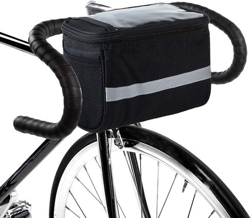 Amarine Made Bike Baskets Bag Handlebar Bag with Reflective Stripe with Mesh Pocket Bicycle Bag. in Saudi Arabia