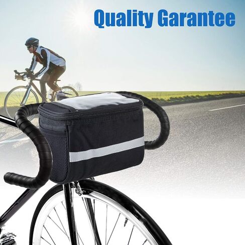 Amarine Made Bike Baskets Bag Handlebar Bag with Reflective Stripe with Mesh Pocket Bicycle Bag. in Saudi Arabia