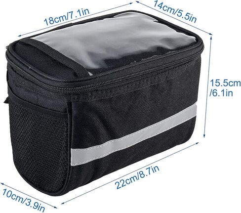 Amarine Made Bike Baskets Bag Handlebar Bag with Reflective Stripe with Mesh Pocket Bicycle Bag. in Saudi Arabia