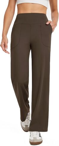 Wide Leg Pants Woman High Waist Yoga Pants with Pockets Loose Stretch Dress Work Pants Casual Lounge Sweatpants in Kuwait