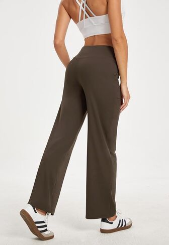 Wide Leg Pants Woman High Waist Yoga Pants with Pockets Loose Stretch Dress Work Pants Casual Lounge Sweatpants in Kuwait