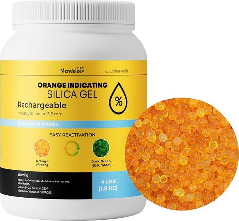 4 LB Orange Silica Desiccant Beads - Indicating Silica Gel Beads Drying Silica Beads Reusable Silica Gel Desiccant Dehumidifier in Kuwait