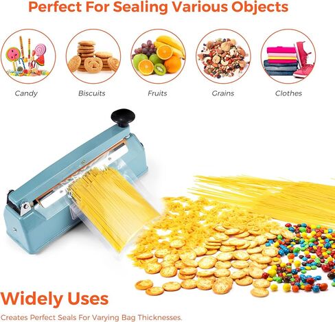 سدادة الأكياس الدافعة مقاس 8 بوصة، آلة إغلاق الحرارة لملفات تعريف الارتباط، آلة ختم يدوية ساخنة لأكياس البوليستر ولفائف الانكماش مع طقم إصلاح مجاني (أزرق) in Kuwait