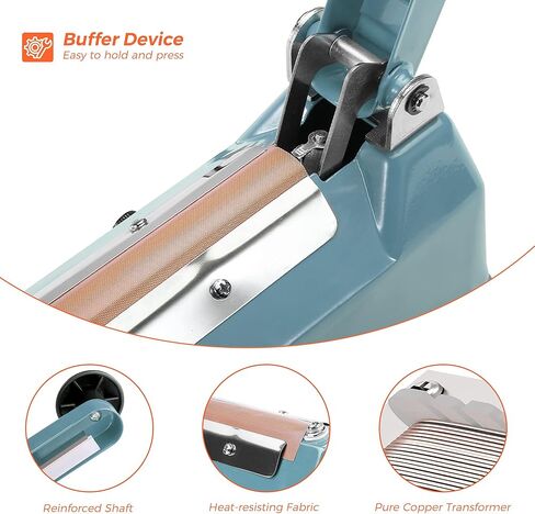 سدادة الأكياس الدافعة مقاس 8 بوصة، آلة إغلاق الحرارة لملفات تعريف الارتباط، آلة ختم يدوية ساخنة لأكياس البوليستر ولفائف الانكماش مع طقم إصلاح مجاني (أزرق) in Kuwait