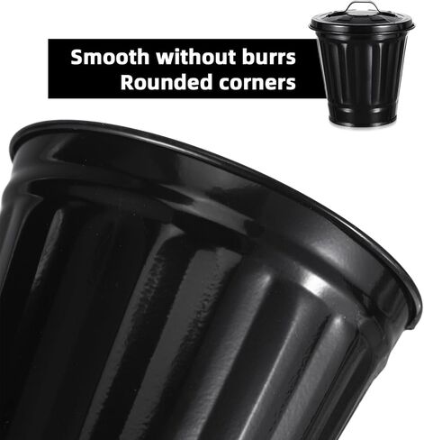 POPETPOP Mini Trash Can with Lid- Tiny Desktop Wastebasket Metal Garbage Bin Pen Holder Flowerpot Small Buckets Organizer for Home Office Kitchen in Saudi Arabia