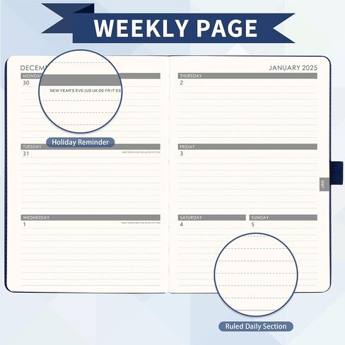 2024-2025 Planner - 2024-2025 Weekly & Monthly Planner, JUL 2024 - JUN 2025, 5.7" x 8.4", Academic Planner 2024-2025 with Pen Holder, Back Pocket, Elastic Closure, Hardcover with Book Marker - Black in Saudi Arabia