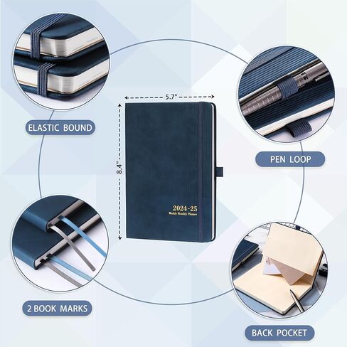 2024-2025 Planner - 2024-2025 Weekly & Monthly Planner, JUL 2024 - JUN 2025, 5.7" x 8.4", Academic Planner 2024-2025 with Pen Holder, Back Pocket, Elastic Closure, Hardcover with Book Marker - Black in Saudi Arabia