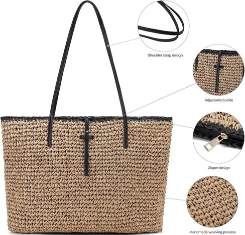 Kiss Sea Travel Beach Raffia Bag Summer Straw Clutch Purses for Women Mesh Cute Woven Rattan Cute BeachTote Bag Handbag Womens Foldable Tote Straw Vacation Essentials Shoulder Bag for Women in Saudi Arabia