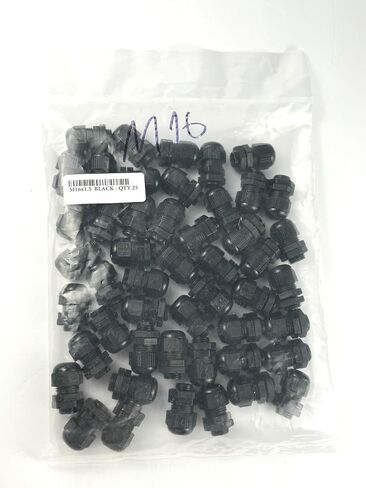 M16x1.5, Nylon Cable Gland, Black, Pack of 25, Waterproof Adjustable, (0.19-0.39inch), Nylon Cable Glands Joints with Lock Nut and O-Ring, (Made in Turkiye) by AT Original. in Saudi Arabia
