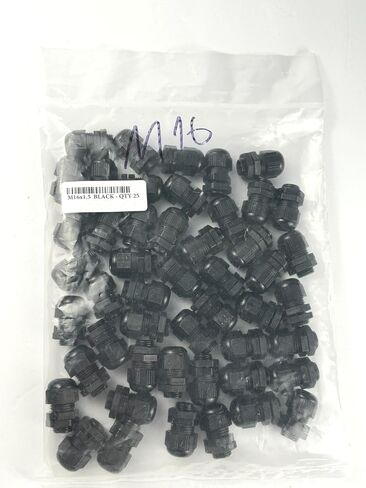 M16x1.5, Nylon Cable Gland, Black, Pack of 25, Waterproof Adjustable, (0.19-0.39inch), Nylon Cable Glands Joints with Lock Nut and O-Ring, (Made in Turkiye) by AT Original. in Saudi Arabia