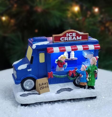 MOMENTS IN TIME 4.13"H Popcorn Wagon - LED Lights, Battery Operated Christmas Village - Hand-Painted Polyresin in Kuwait
