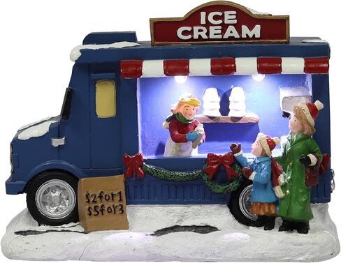 MOMENTS IN TIME 4.13"H Popcorn Wagon - LED Lights, Battery Operated Christmas Village - Hand-Painted Polyresin in Kuwait