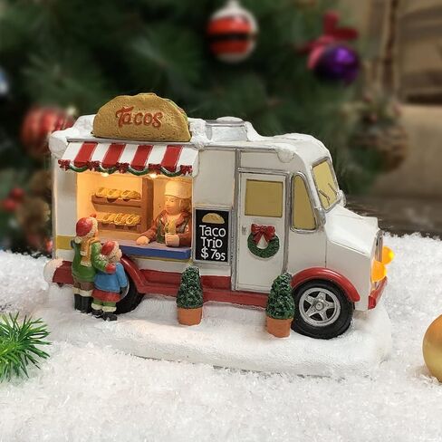 MOMENTS IN TIME 4.13"H Popcorn Wagon - LED Lights, Battery Operated Christmas Village - Hand-Painted Polyresin in Kuwait